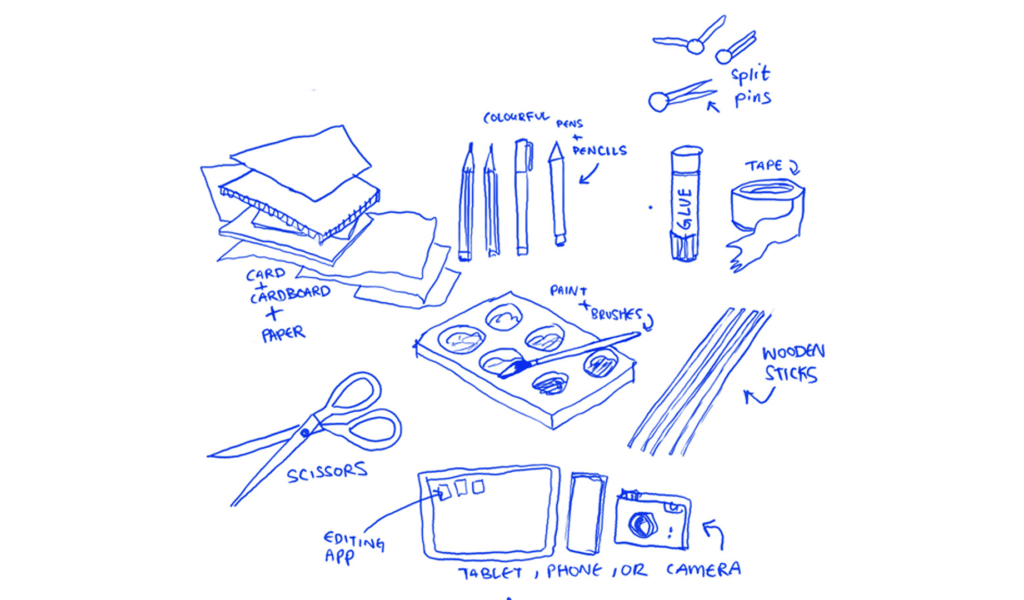 Illustration of tools needed to create an animation film