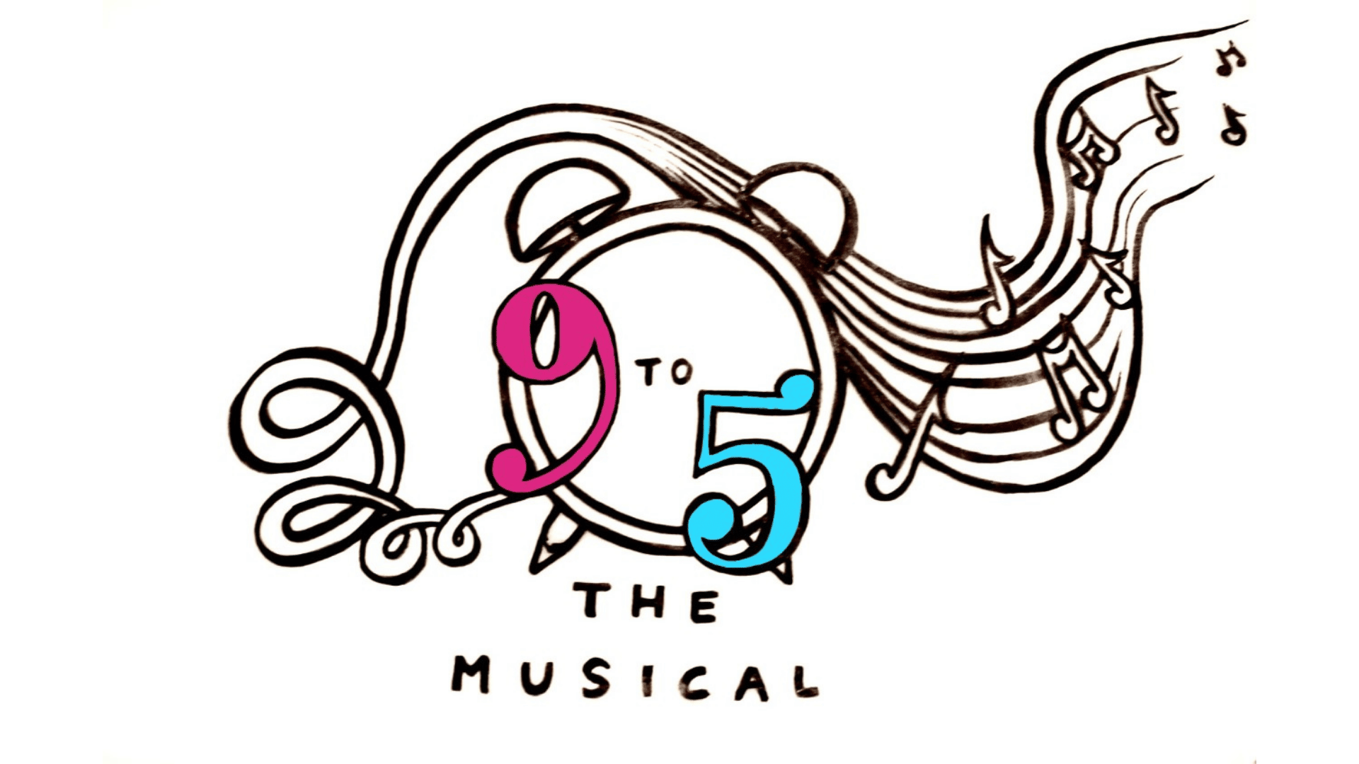 hand-drawn logo for 9 to 5 the musical