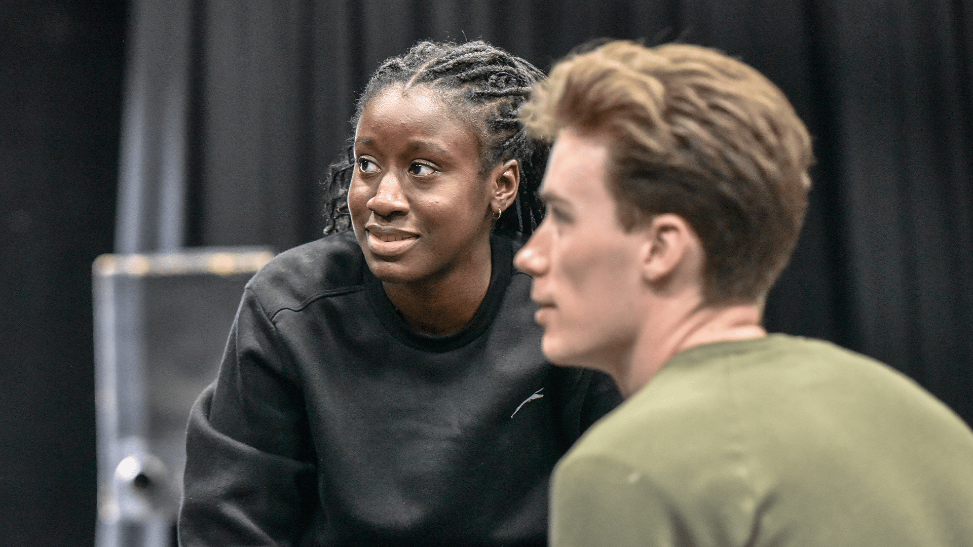 Effie Ansah and Nathaniel McCloskey in rehearsals