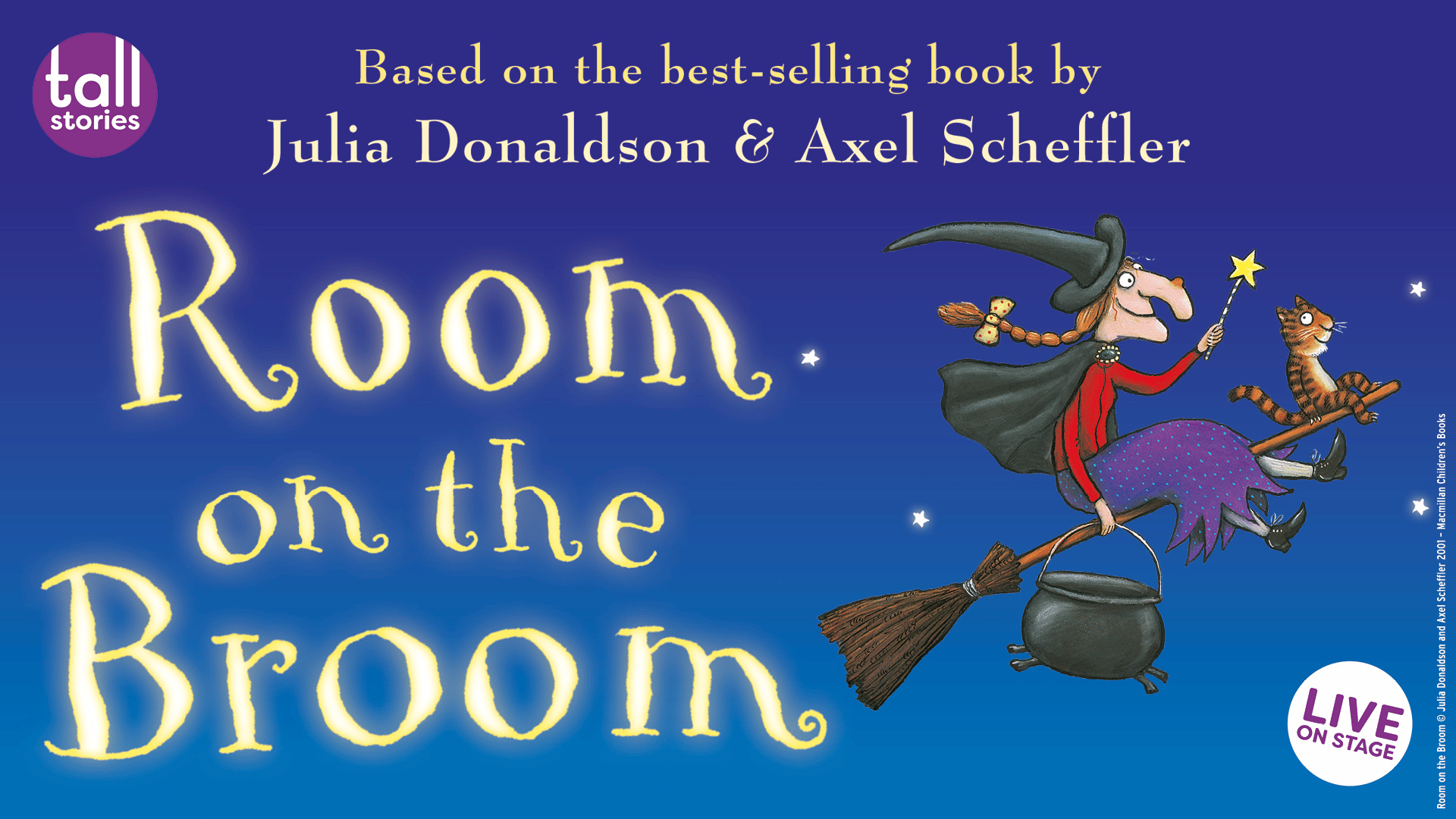 Room on the Broom - the original book's artwork with a witch flying her broomstick
