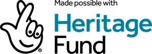 National Lottery Heritage Fund logo: (Left) a hand with crossed fingers. (Right) Text reads: 'Made possible with Heritage Fund'.